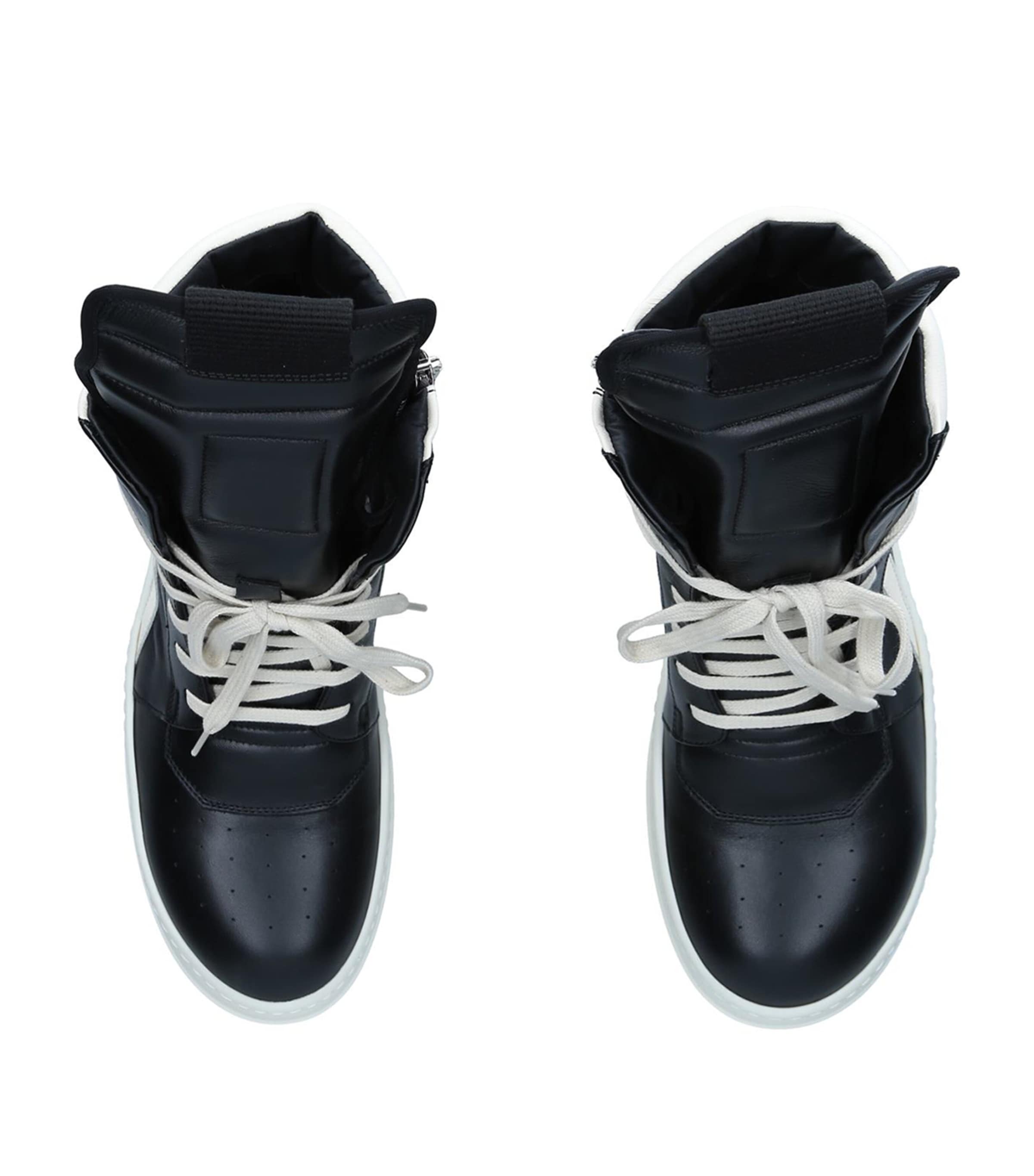 Leather Geobasket High-Top Sneakers BLK/WHITE Image 4