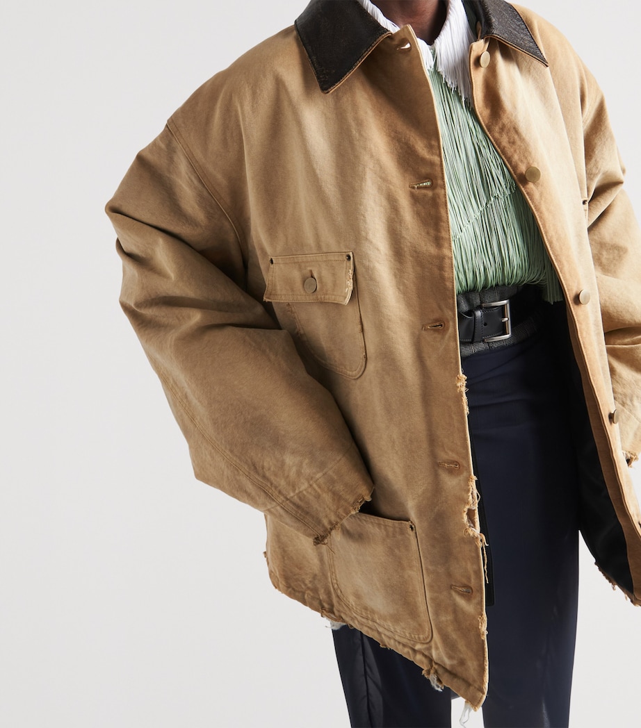 Cotton Canvas Distressed Jacket F0QB9 Image 3