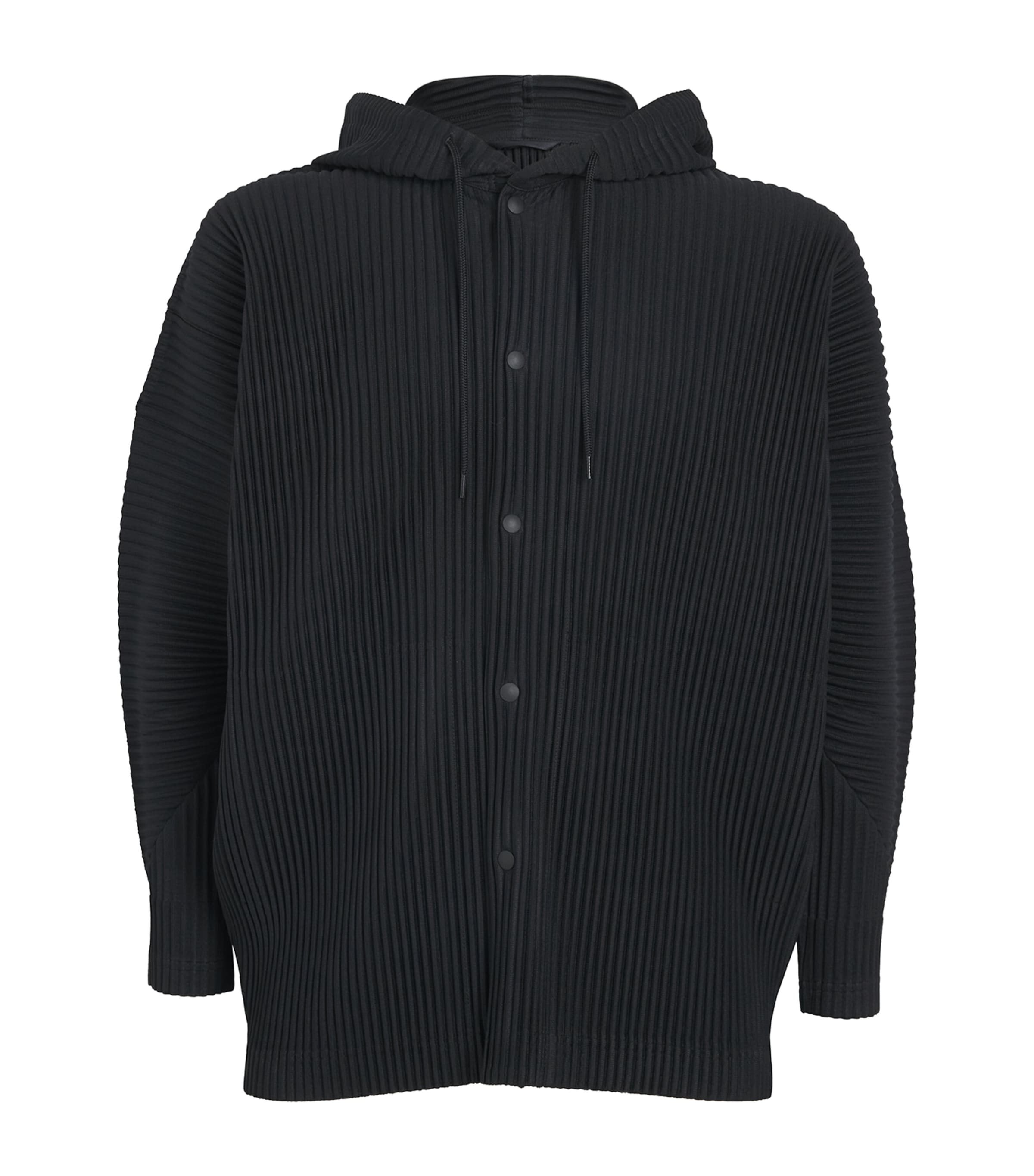 Homme Plissé Issey Miyake Mens Pleated Hoodie Black Image 1