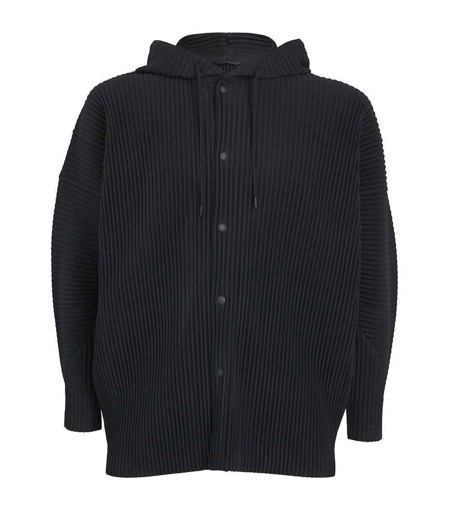 Homme Plissé Issey Miyake Mens Pleated Hoodie Black Image 1