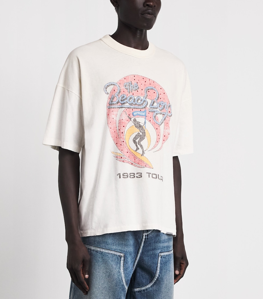 Represent Mens x Beach Boys Tour T-Shirt Washed Ecru Image 4