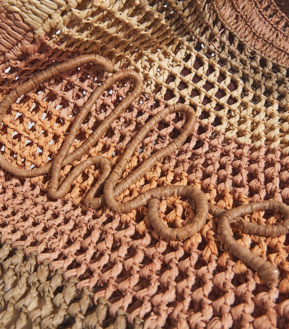 Raffia Stripe Summer Banana Tote Bag BEIGE Image 4