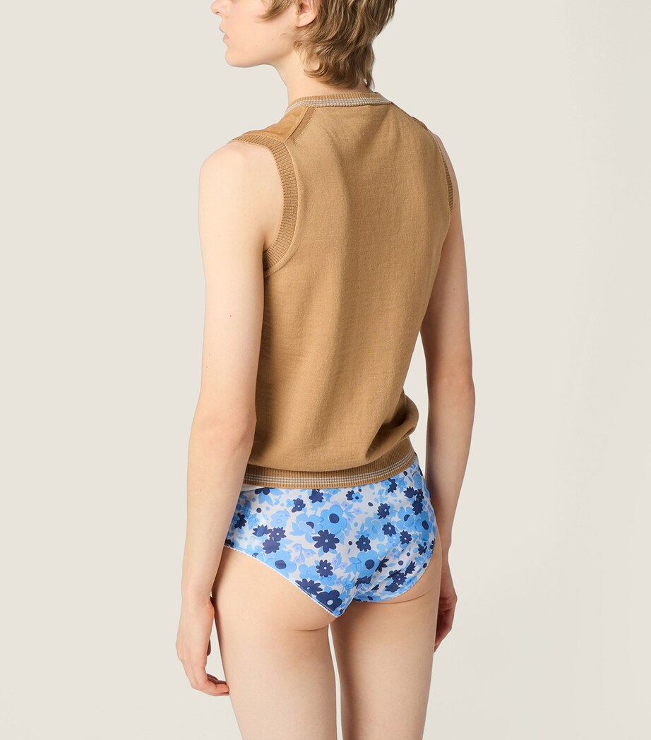 Miu Miu Womens Wool-Suede Sweater Vest Brown Image 3