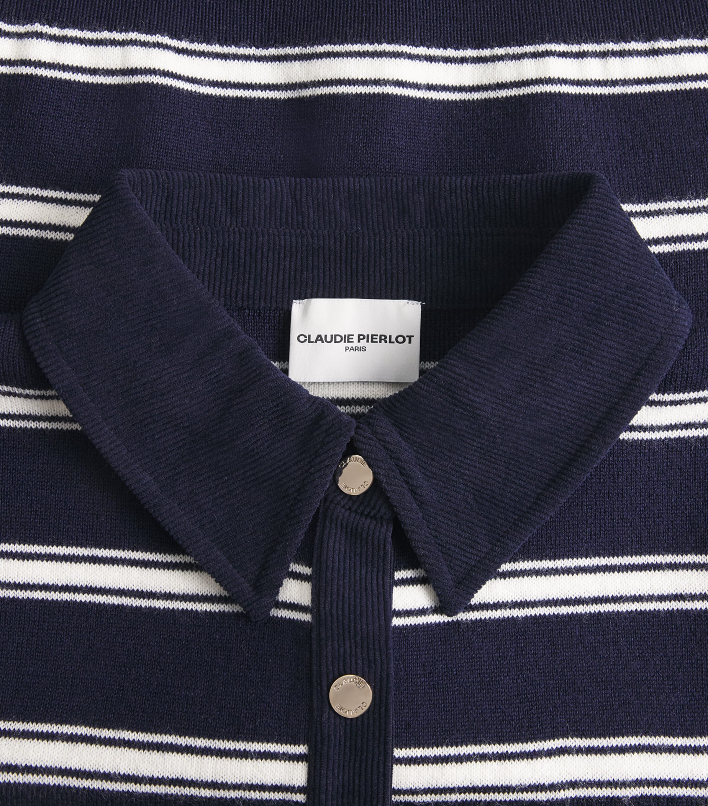Claudie Pierlot Womens Corduroy-Collar Stripe Cardigan Dual Color Image 6