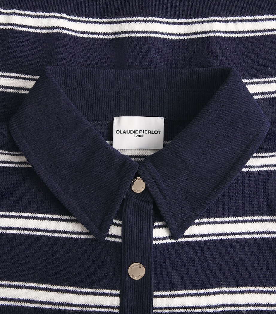 Claudie Pierlot Womens Corduroy-Collar Stripe Cardigan Dual Color Image 6