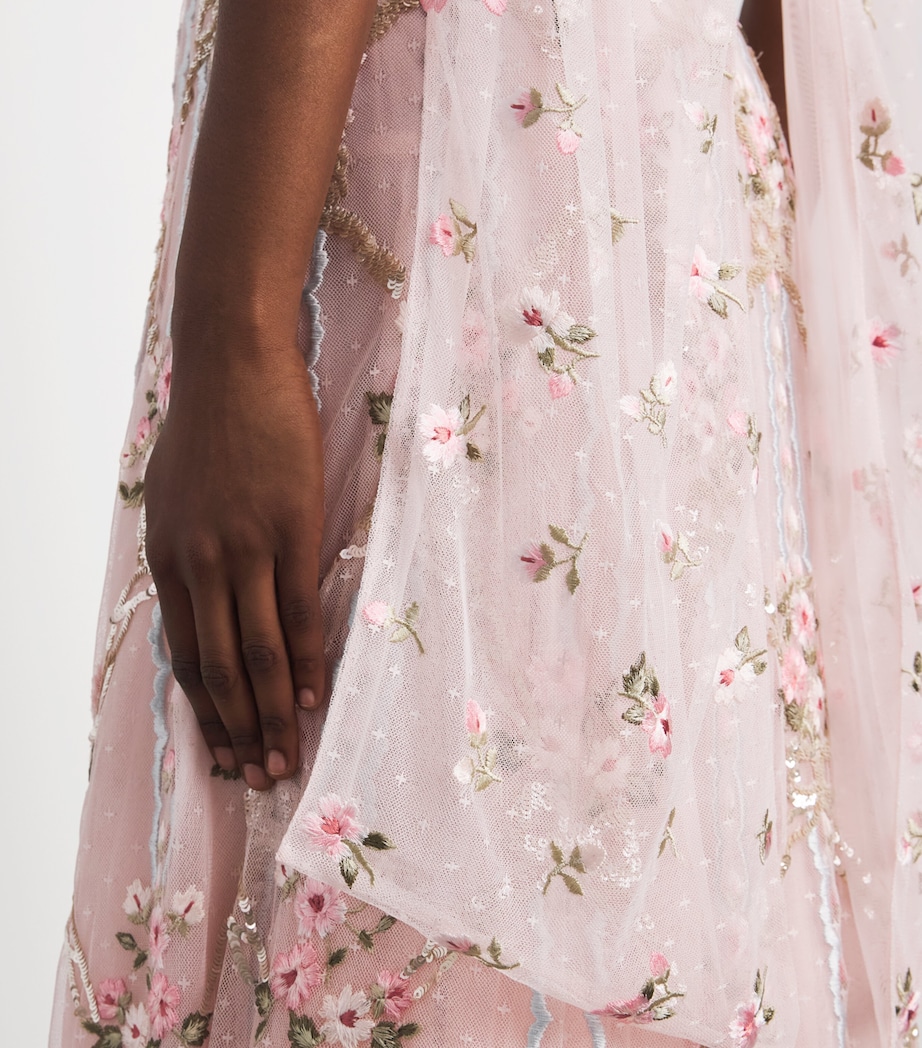 Needle & Thread Womens Lovers Lace Gown with Scarf Dusk Pink Image 5