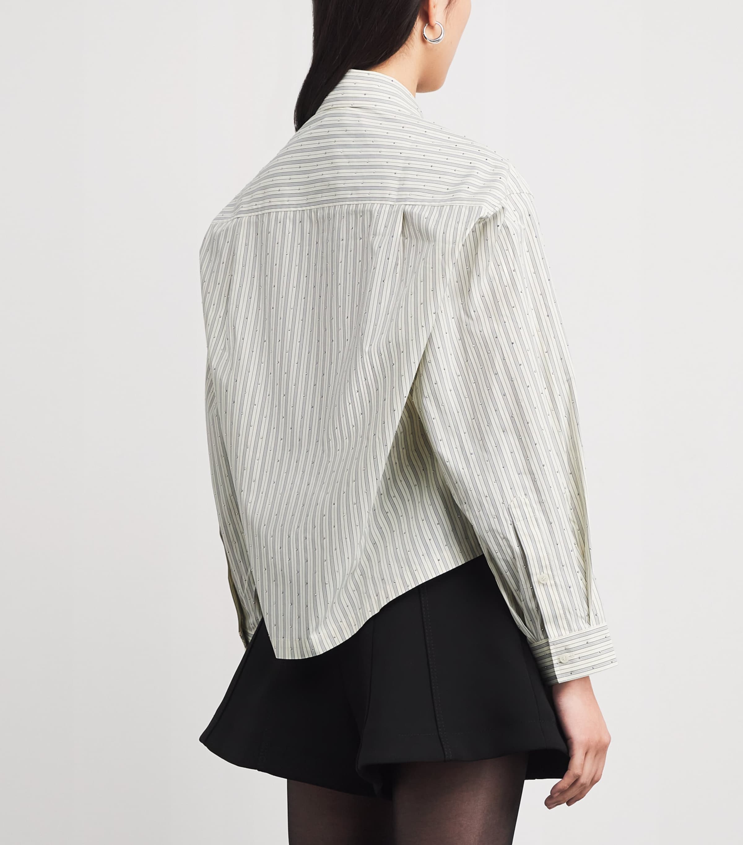 Sandro Paris Womens Rhinestone-Embellished Stripe Shirt Ecru Image 4
