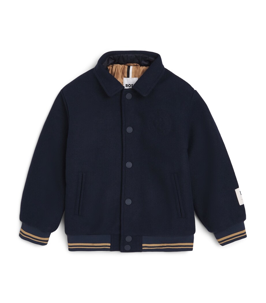 BOSS Kidswear Logo Embroidered Bomber Jacket (4-16 Years) Navy Image 1