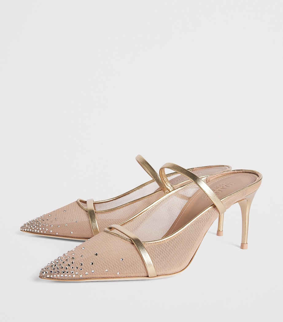 Malone Souliers Embellished Mesh Aurora Heeled Mules 70 Beige Image 3