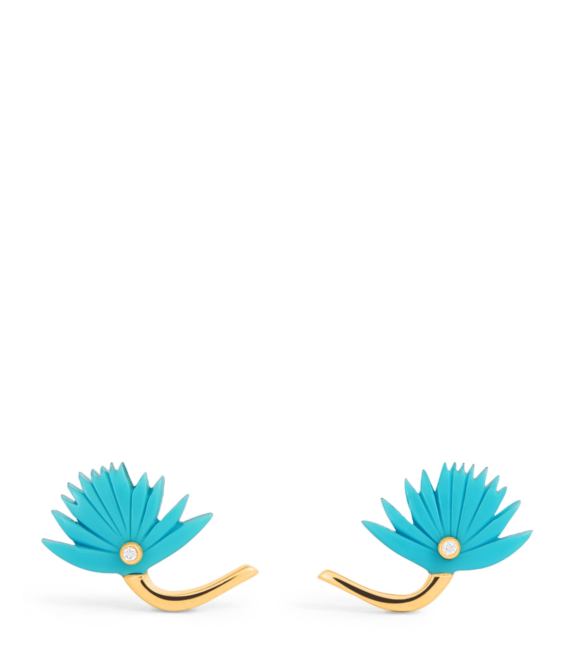 L'atelier Nawbar Yellow Gold, Diamond And Turquoise Psychedeliah Earrings In Gold