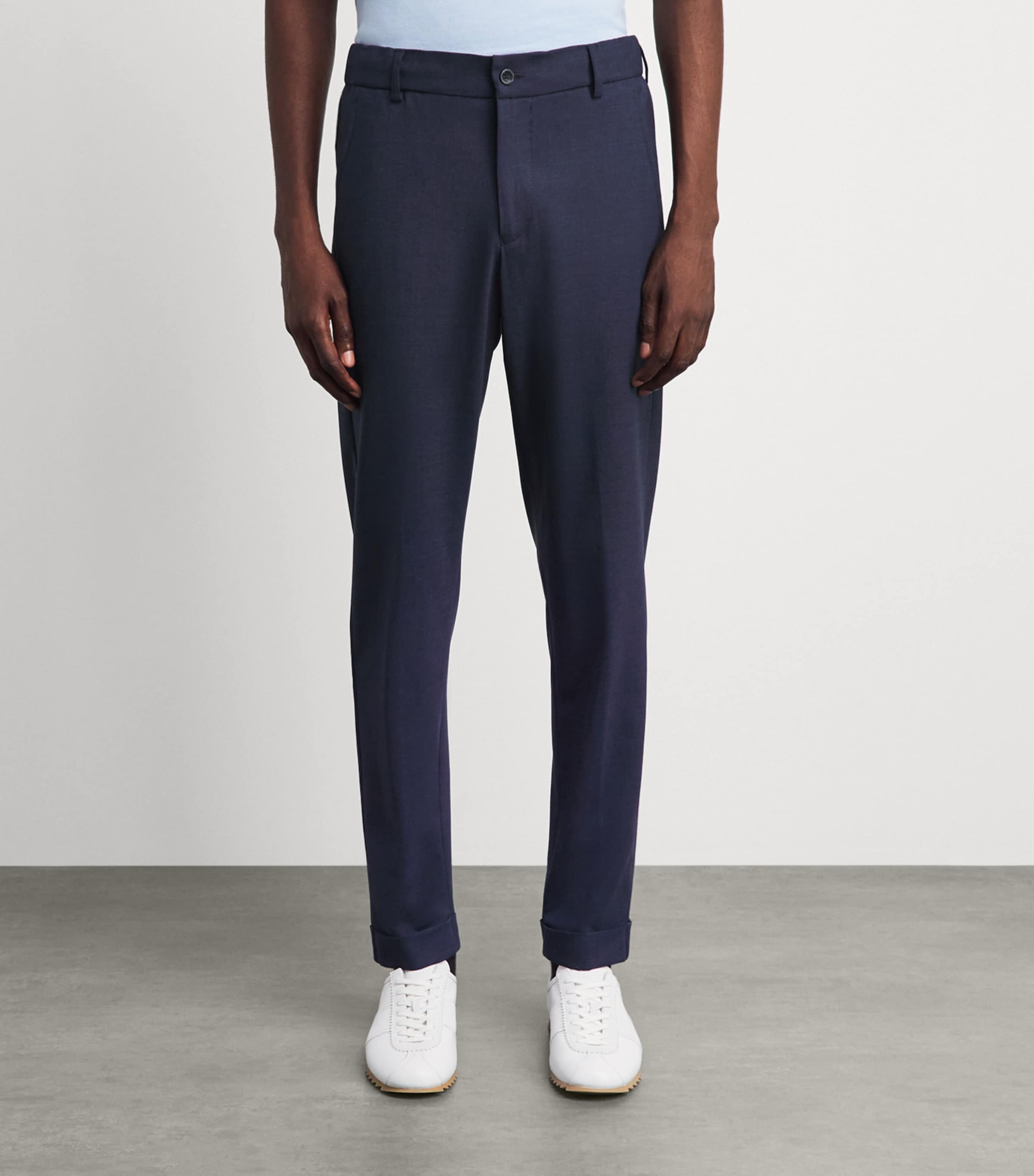 Marco Pescarolo Mens Virgin Wool Drawstring Trousers Blu Image 4