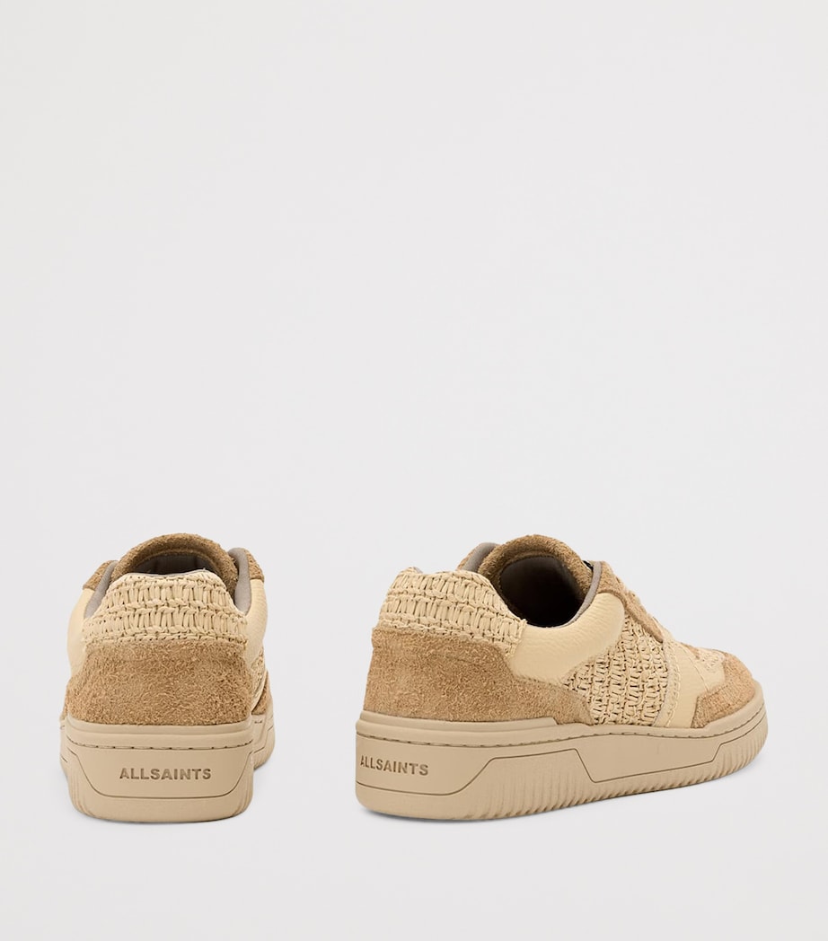 AllSaints Leather-Raffia Hix Sneakers Natural Brown Image 5