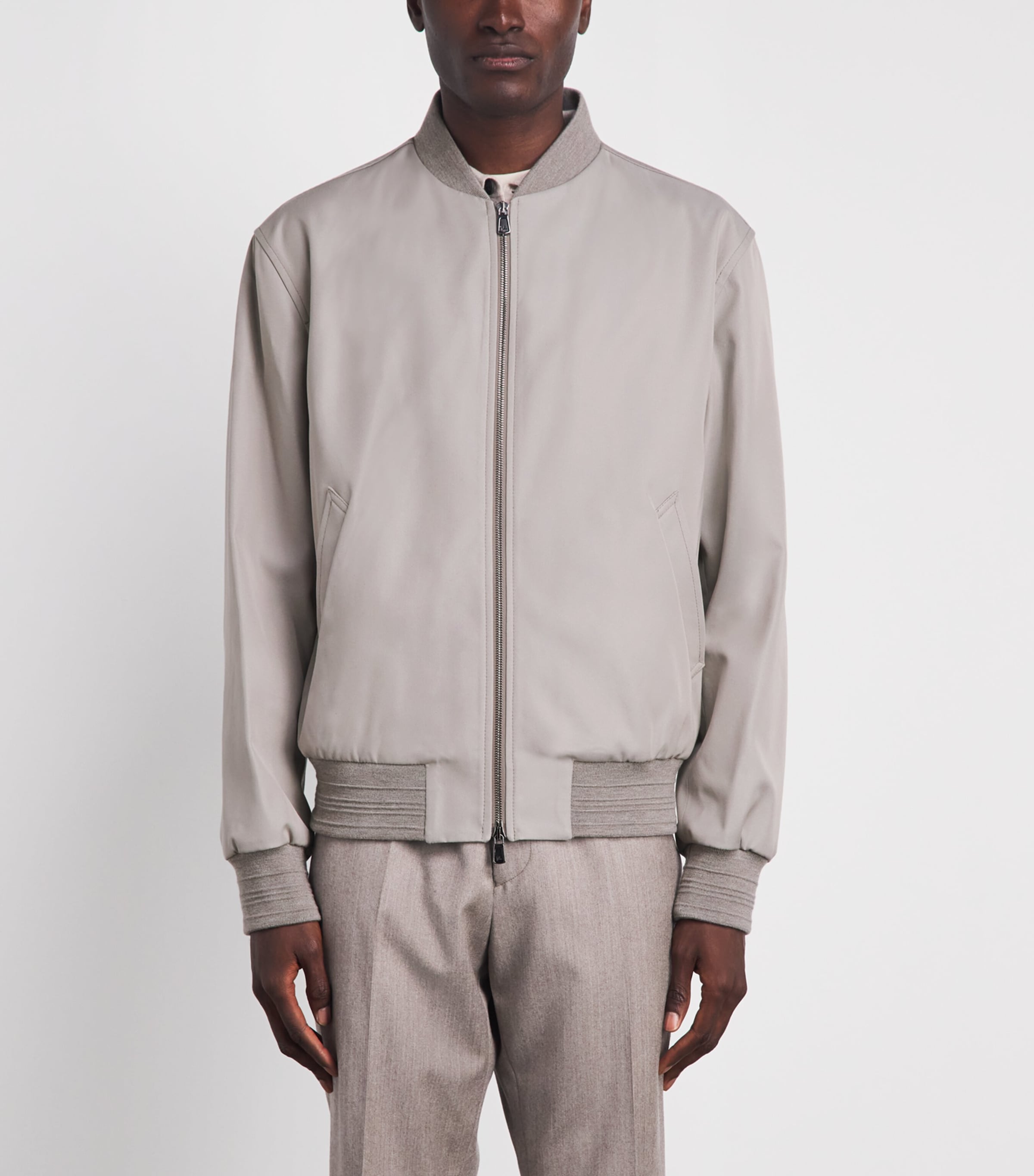 Isaia Mens Lambskin Varsity Bomber Jacket Image 4