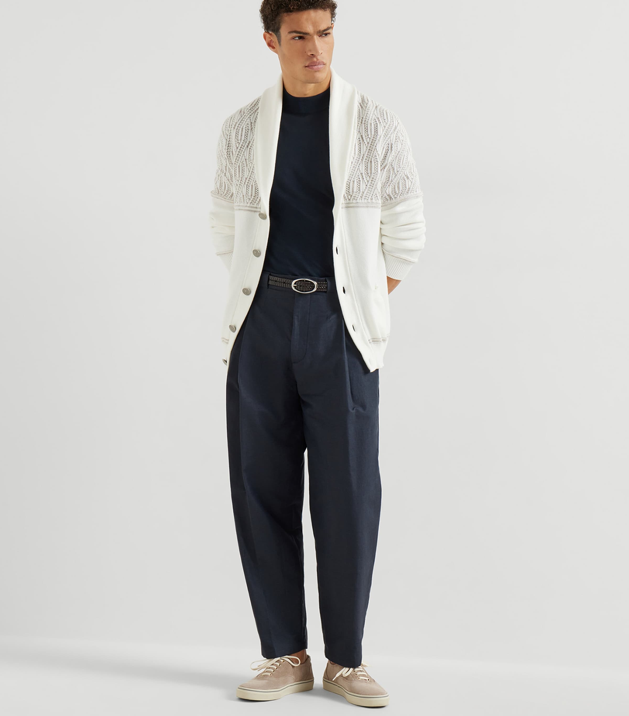 Jacquard Shawl-Collar Cardigan CPK51 Image 2