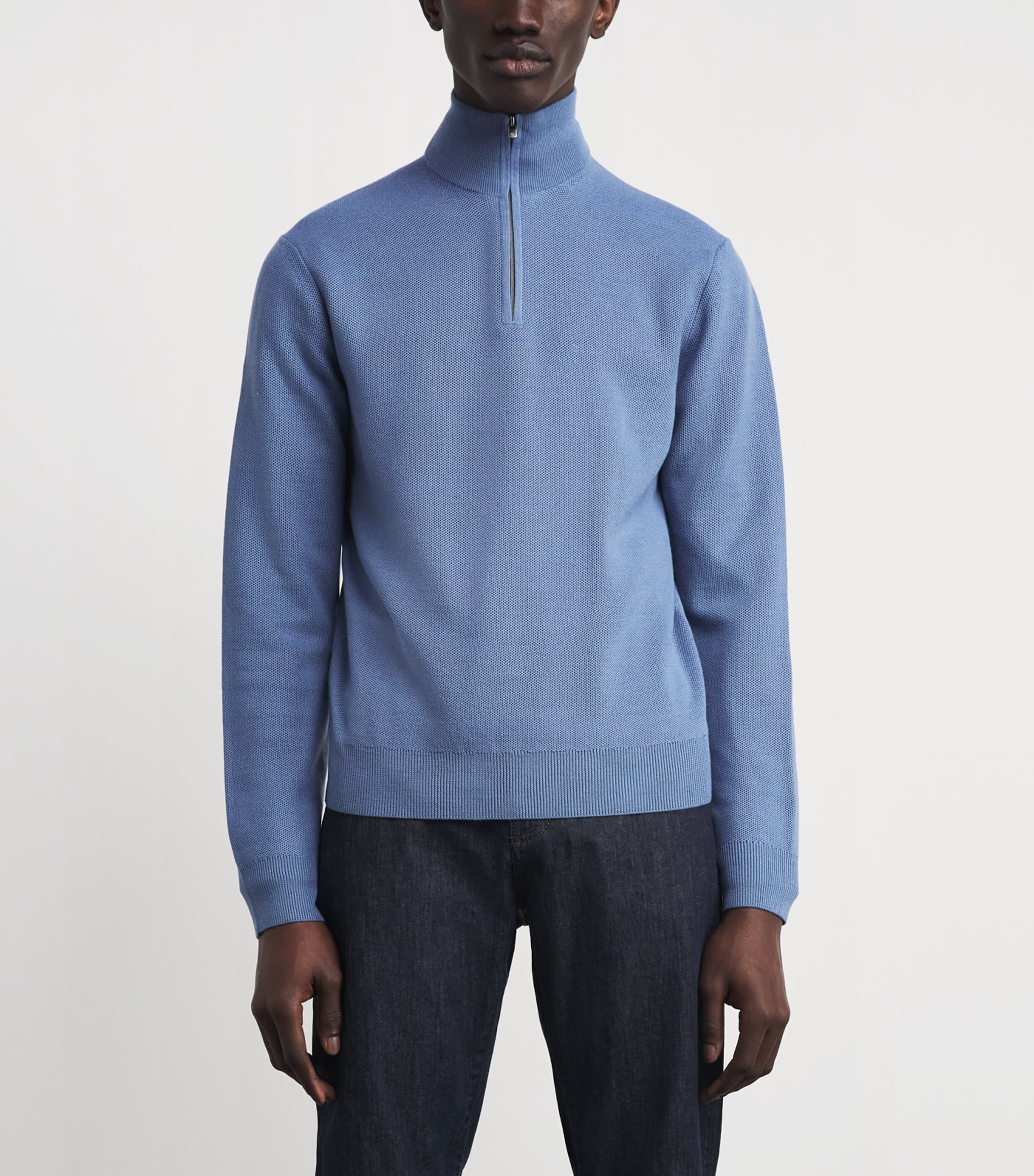 Wool Quarter-Zip Sweater BLUE Image 3