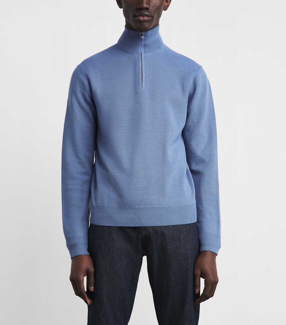 Wool Quarter-Zip Sweater BLUE Image 3