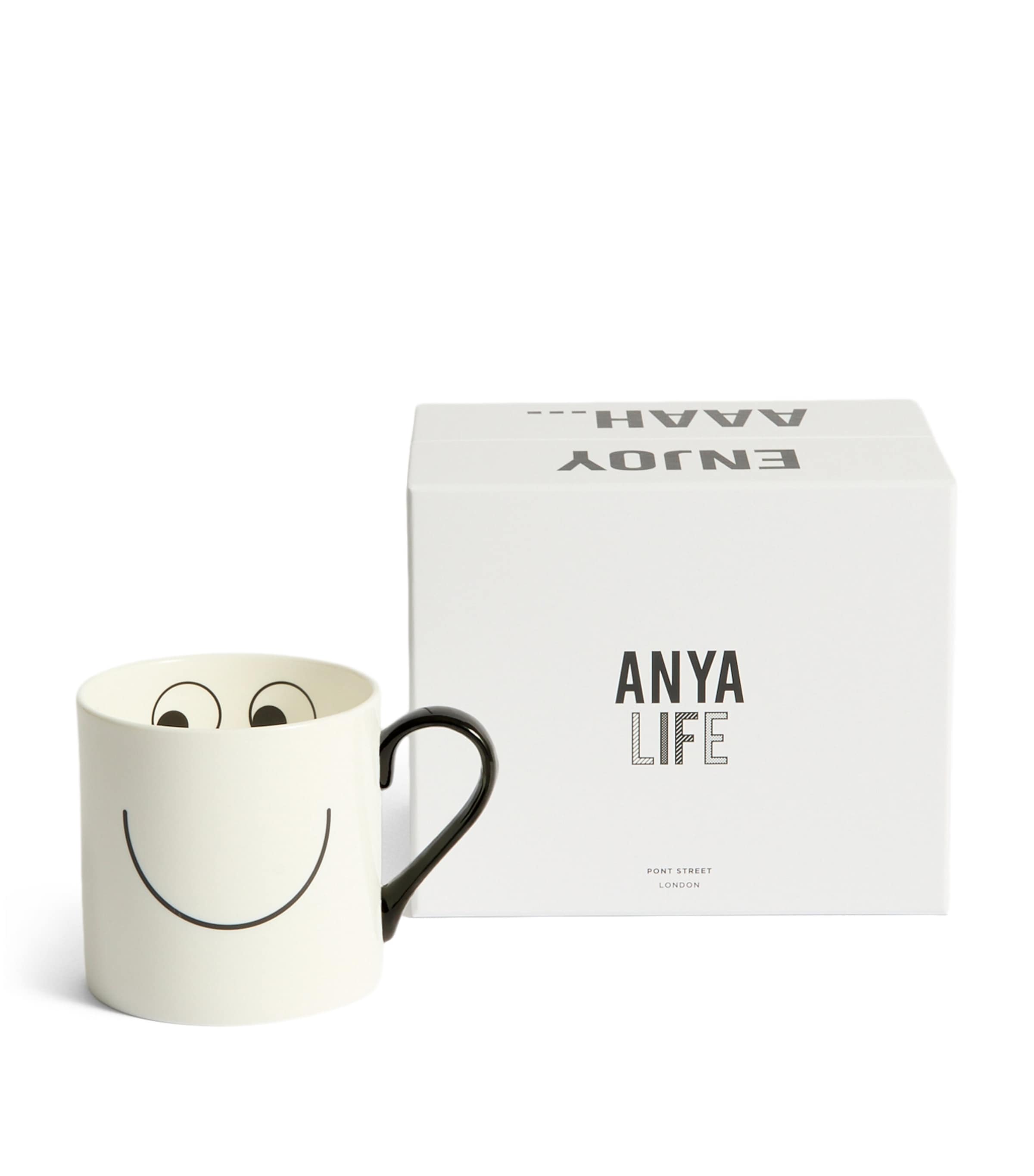 Large Bone China Happy Eyes Mug WHITE Image 1