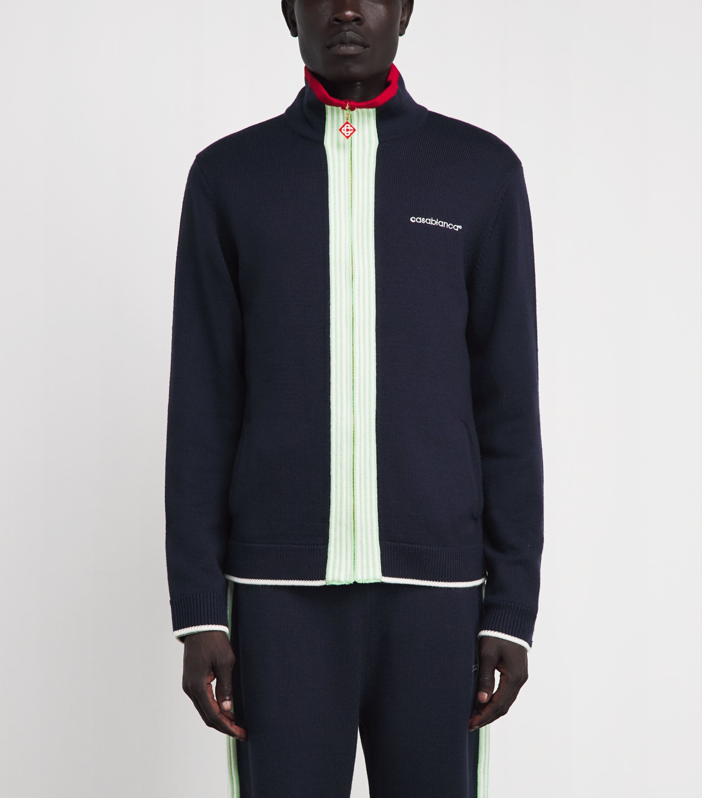 Casablanca Mens Merino Track Jacket Navy Image 4