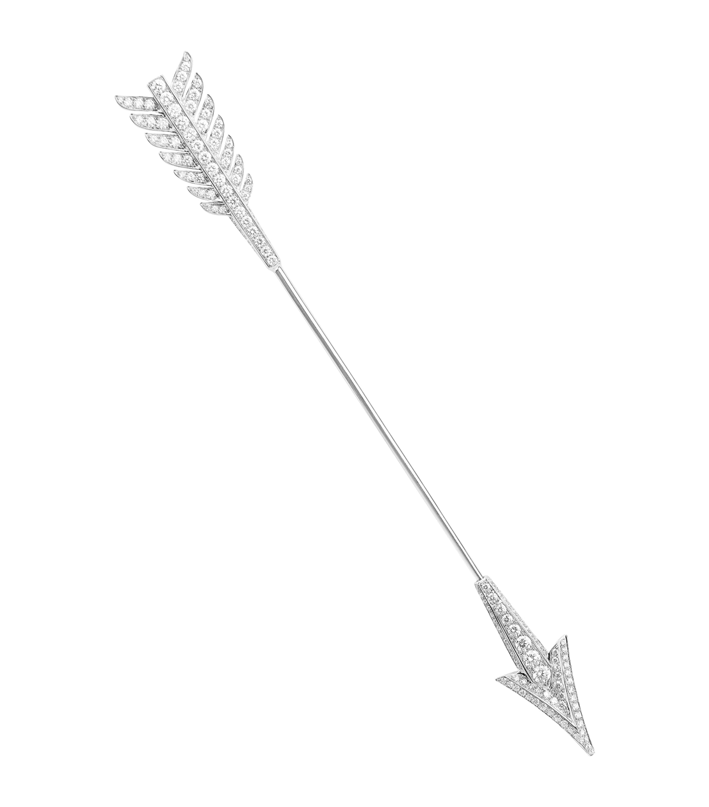 Boucheron White Gold And Diamond Nature Triompahnte Flèche Single Earring In Silver