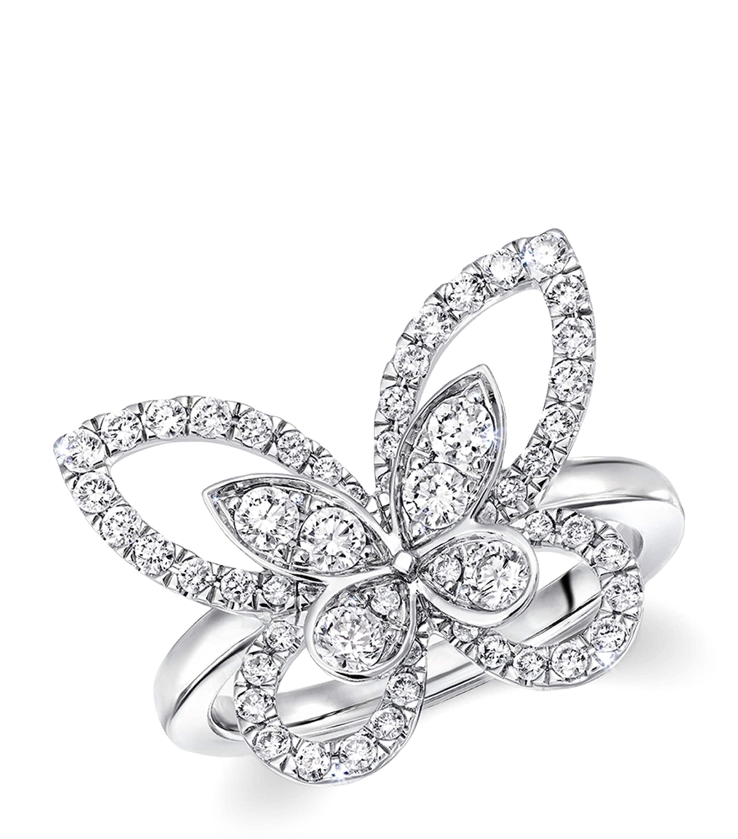 White Gold and Diamond Butterfly Ring WHITE GOLD Image 1