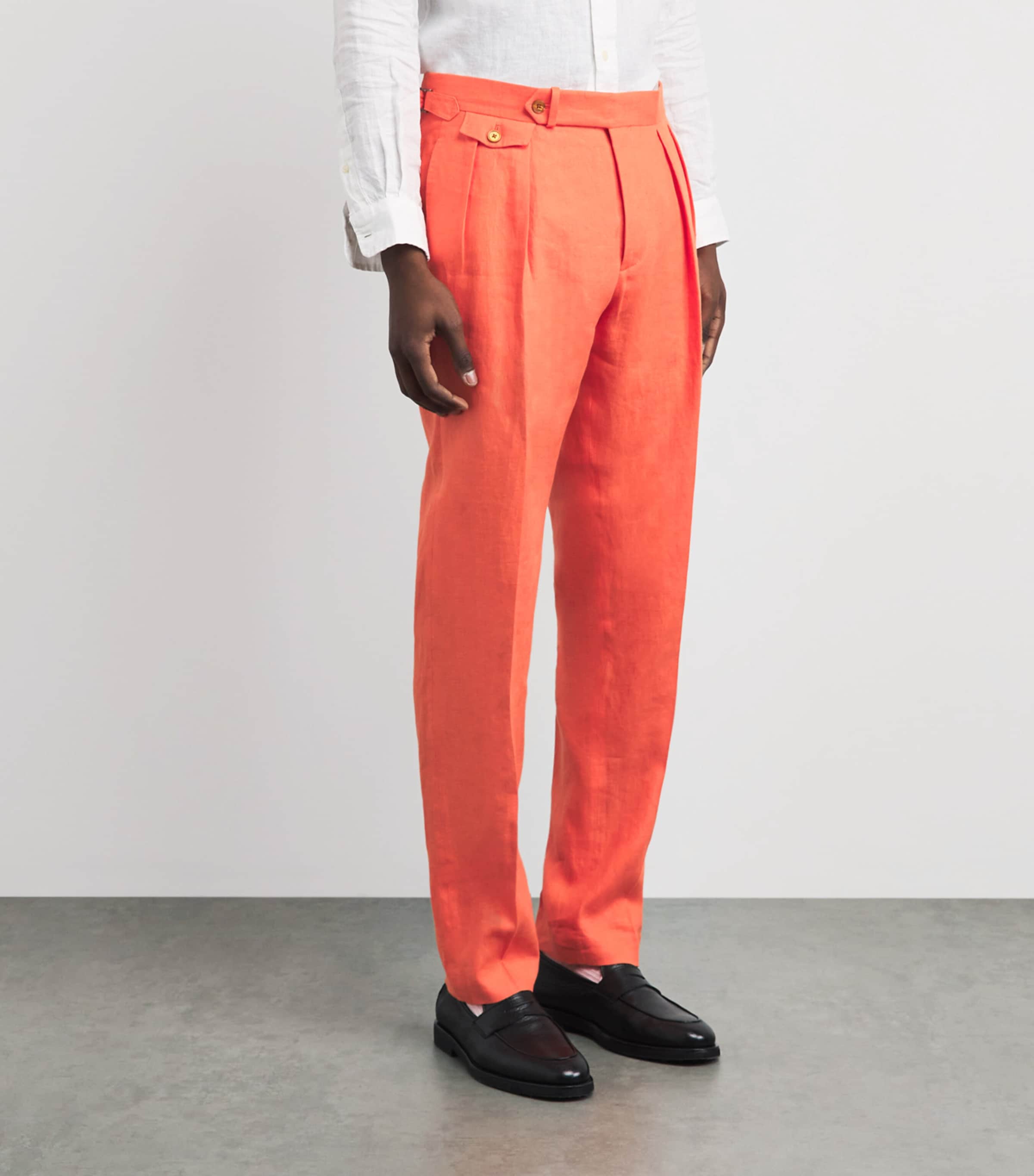 Polo Ralph Lauren Mens Linen Tailored Trousers Spring Melon Image 4