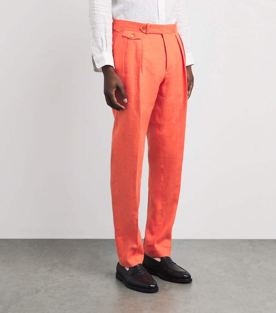 Polo Ralph Lauren Mens Linen Tailored Trousers Spring Melon Image 4