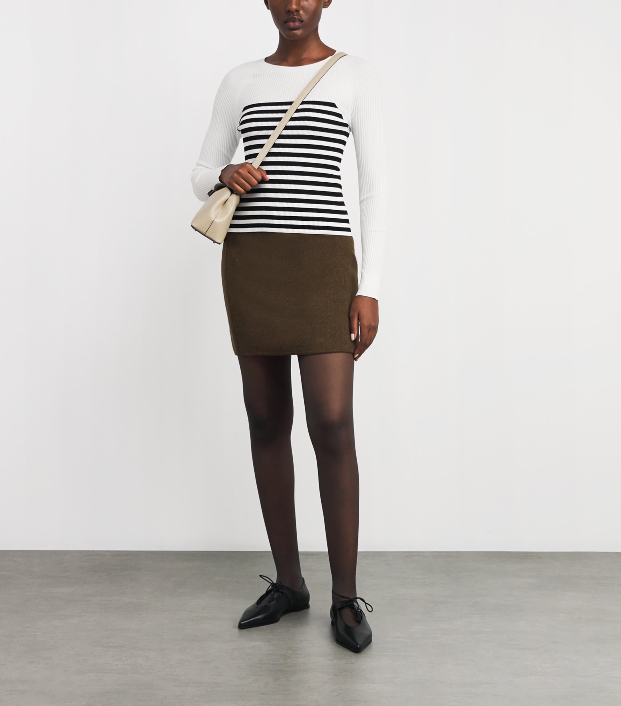 Rib-Knit Stripe Sweater WHITE Image 2