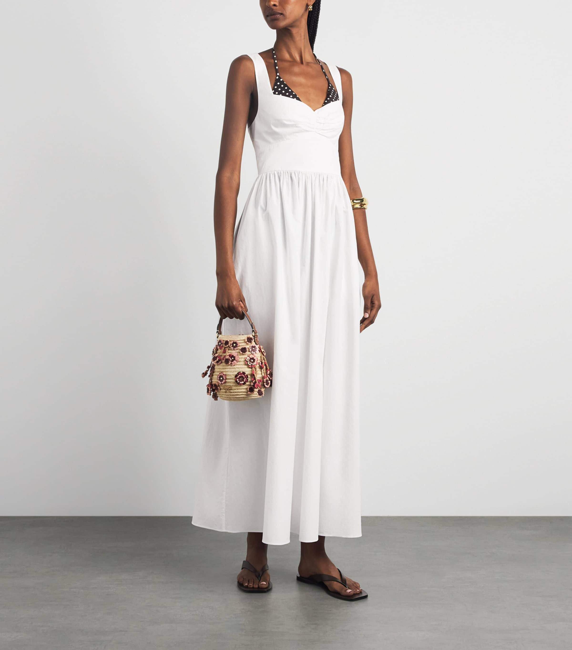 Matteau Womens Organic Cotton Gathered Midi Dress White Whi Image 2