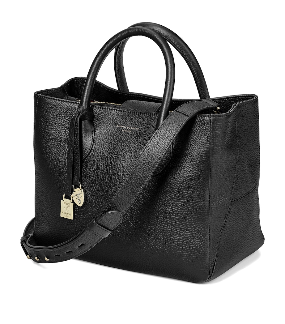 Midi Leather London Tote Bag BLACK Image 6