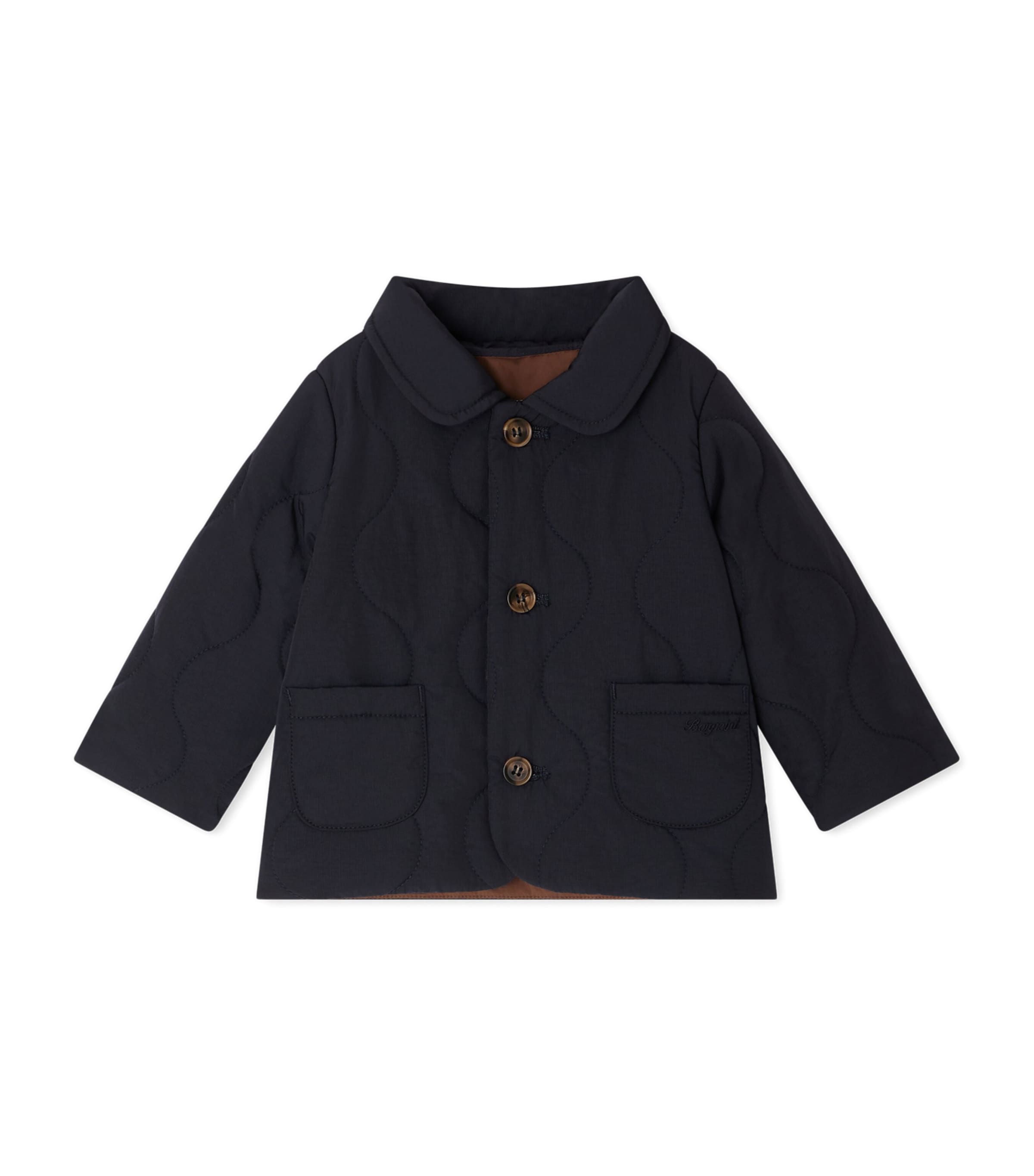Bonpoint Quilted Collared Jacket In Blue