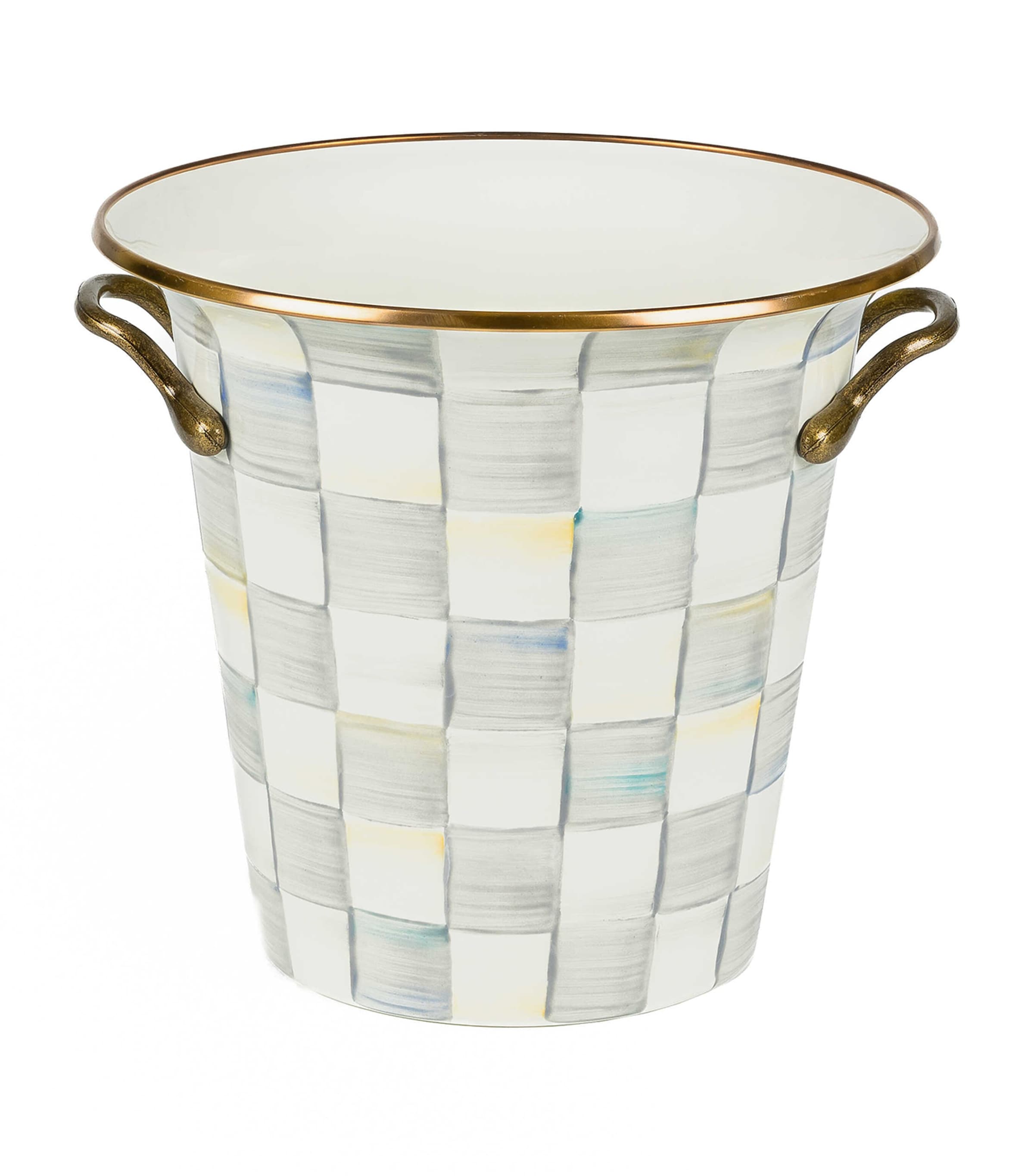 Mackenzie-childs Mackenzie Childs Sterling Check Enameled Steel Wine Cooler In Grey