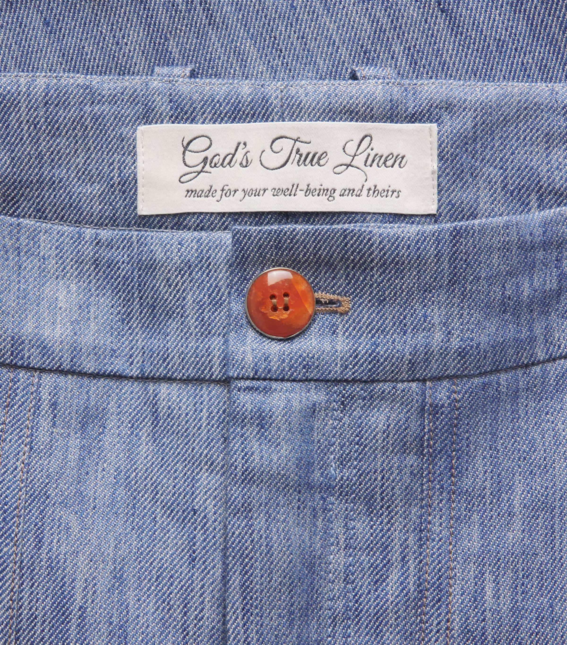 GOD'S TRUE CASHMERE Mens Linen-Denim Straight Trousers Carnelian Image 6