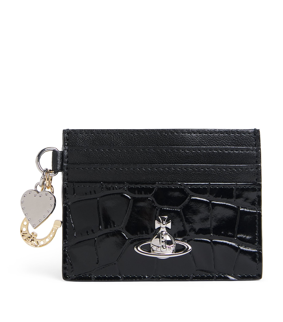 Vivienne Westwood Leather Embellished Orb Card Holder Black Image 1