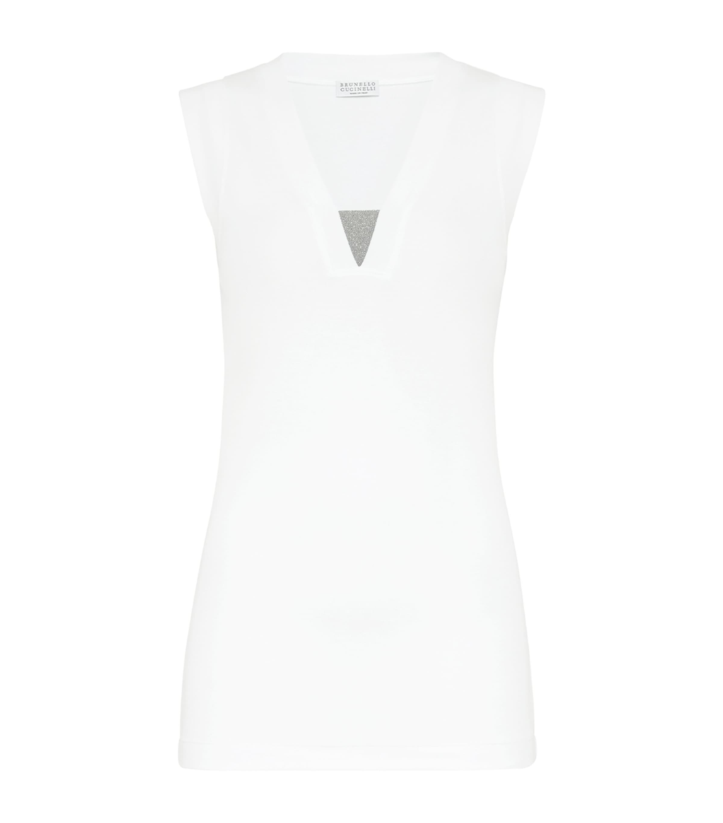 Brunello Cucinelli Stretch-cotton Monili Tank Top In White