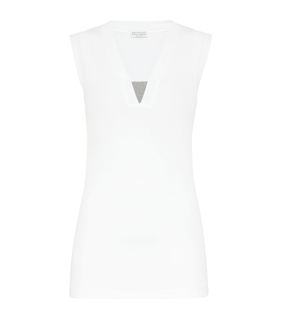 Brunello Cucinelli Womens Stretch-Cotton Monili Tank Top Image 1