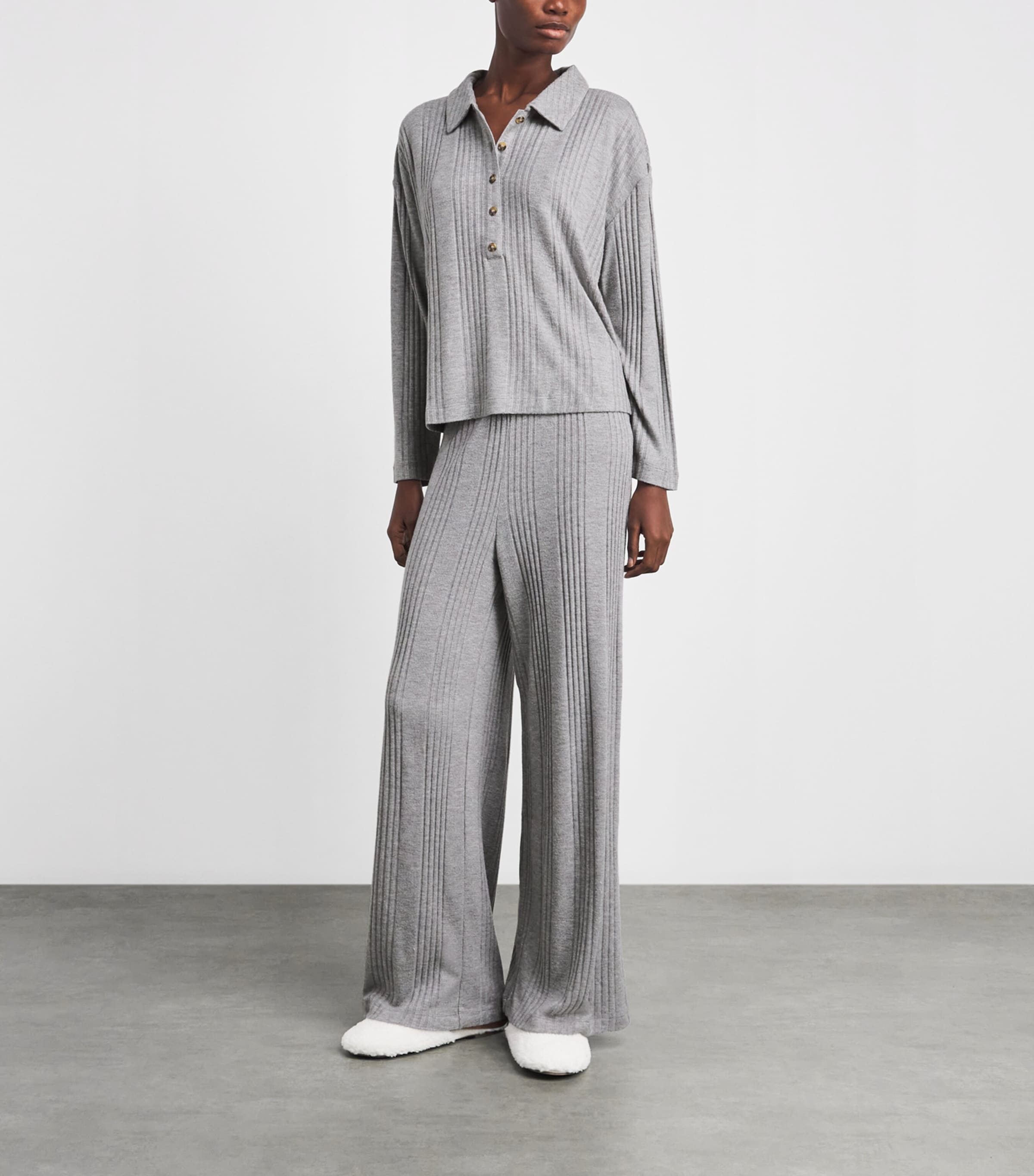 Eberjey Womens Ribbed Pyjama Top Dark Heather Grey Image 2