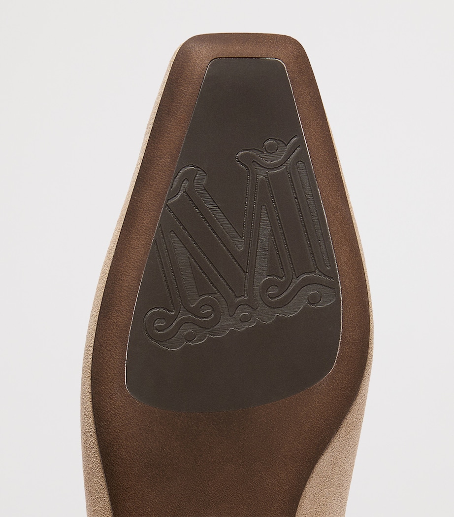Max Mara Suede Leather-Trim Ballet Flats Beige Image 6