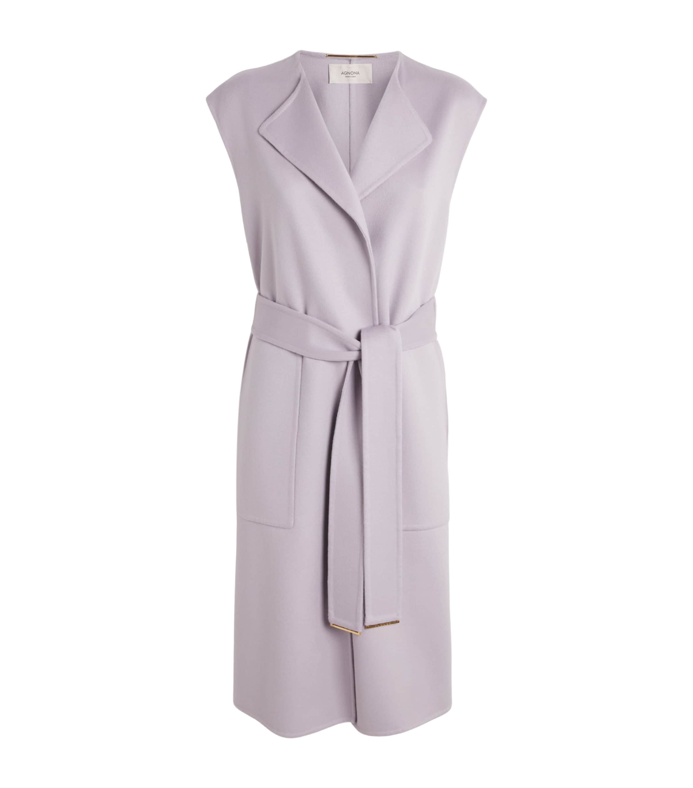 Agnona Womens Cashmere Belted Coat Lilac Mauve Image 1