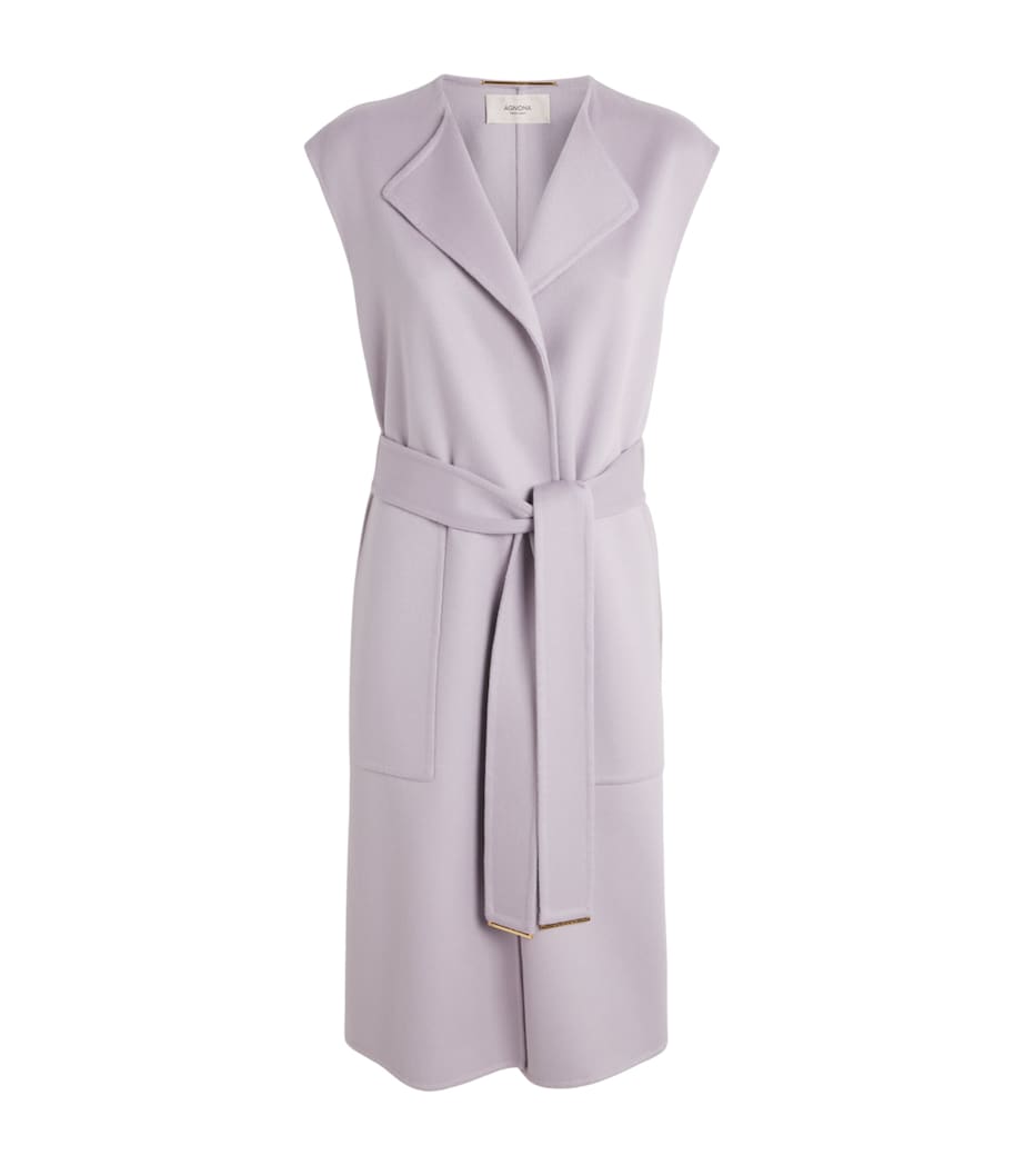 Agnona Womens Cashmere Belted Coat Lilac Mauve Image 1