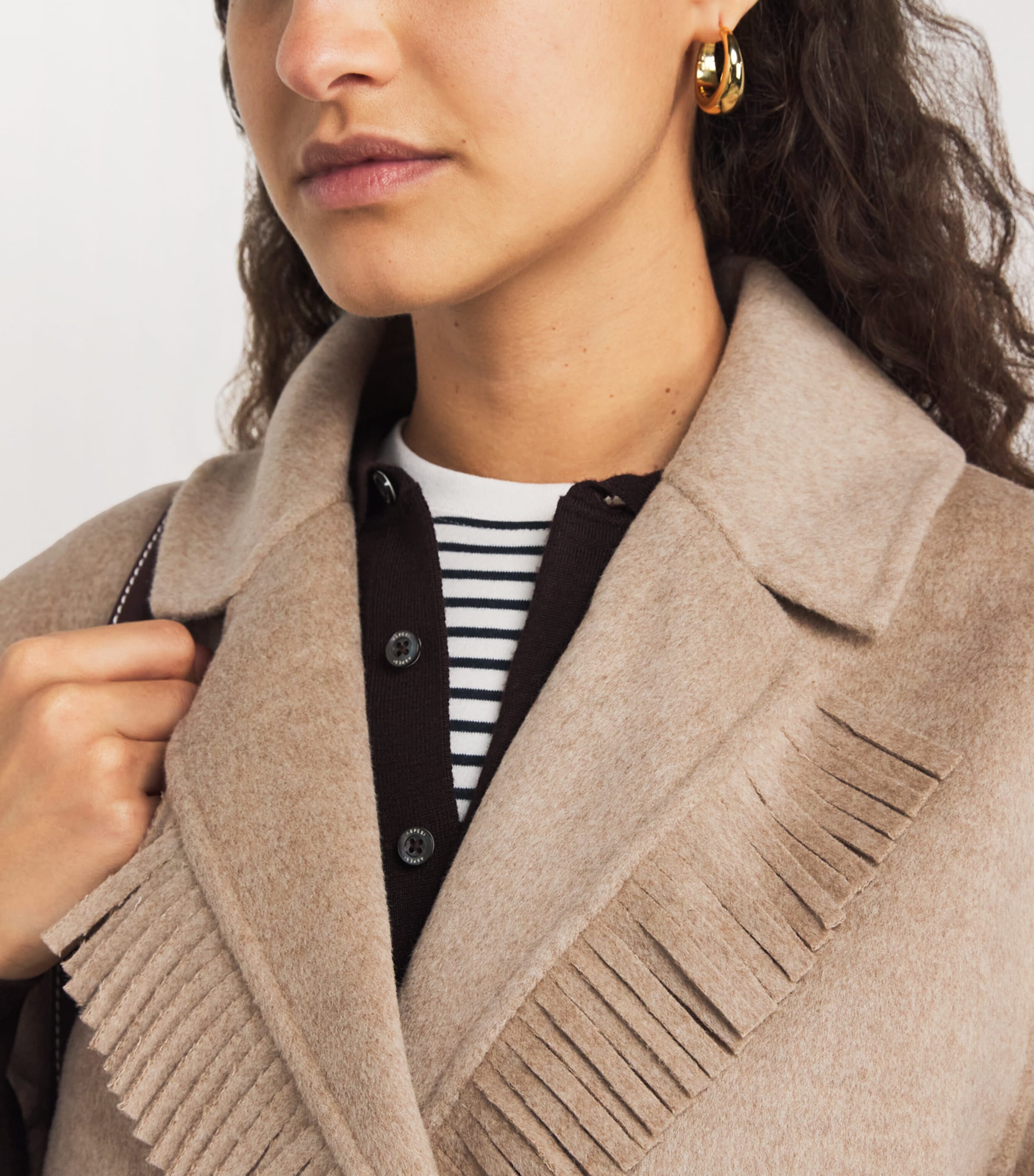 Wool-Blend Fringe Jacket BEIGE Image 6
