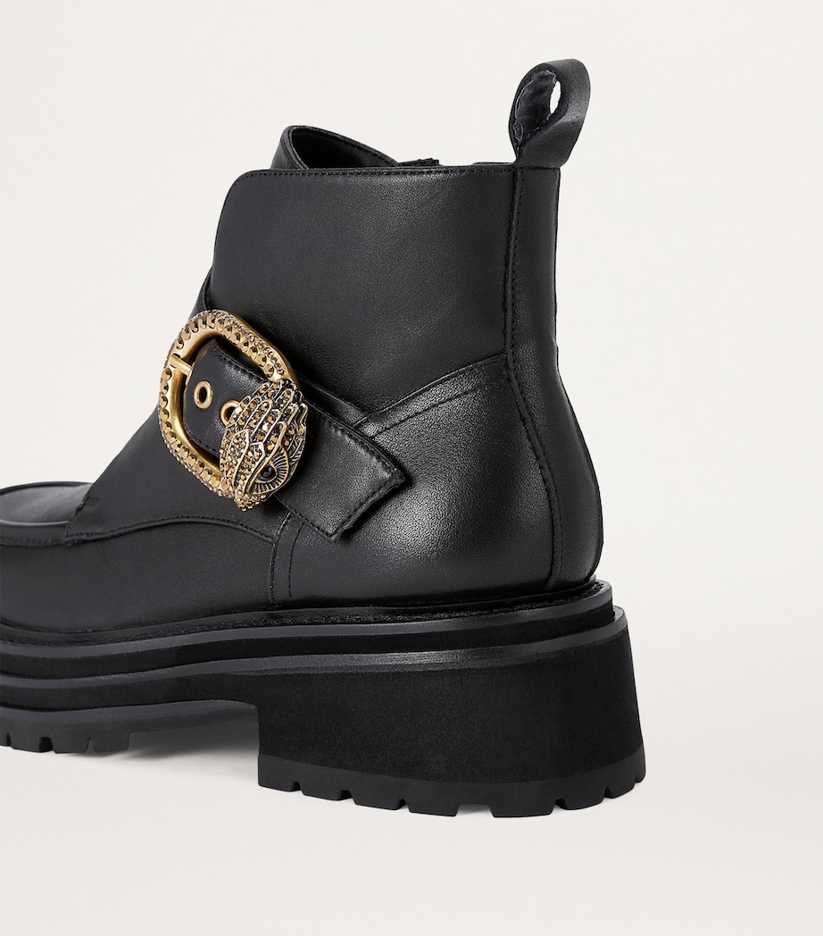 Leather Mayfair Chunky Ankle Boots BLACK Image 2