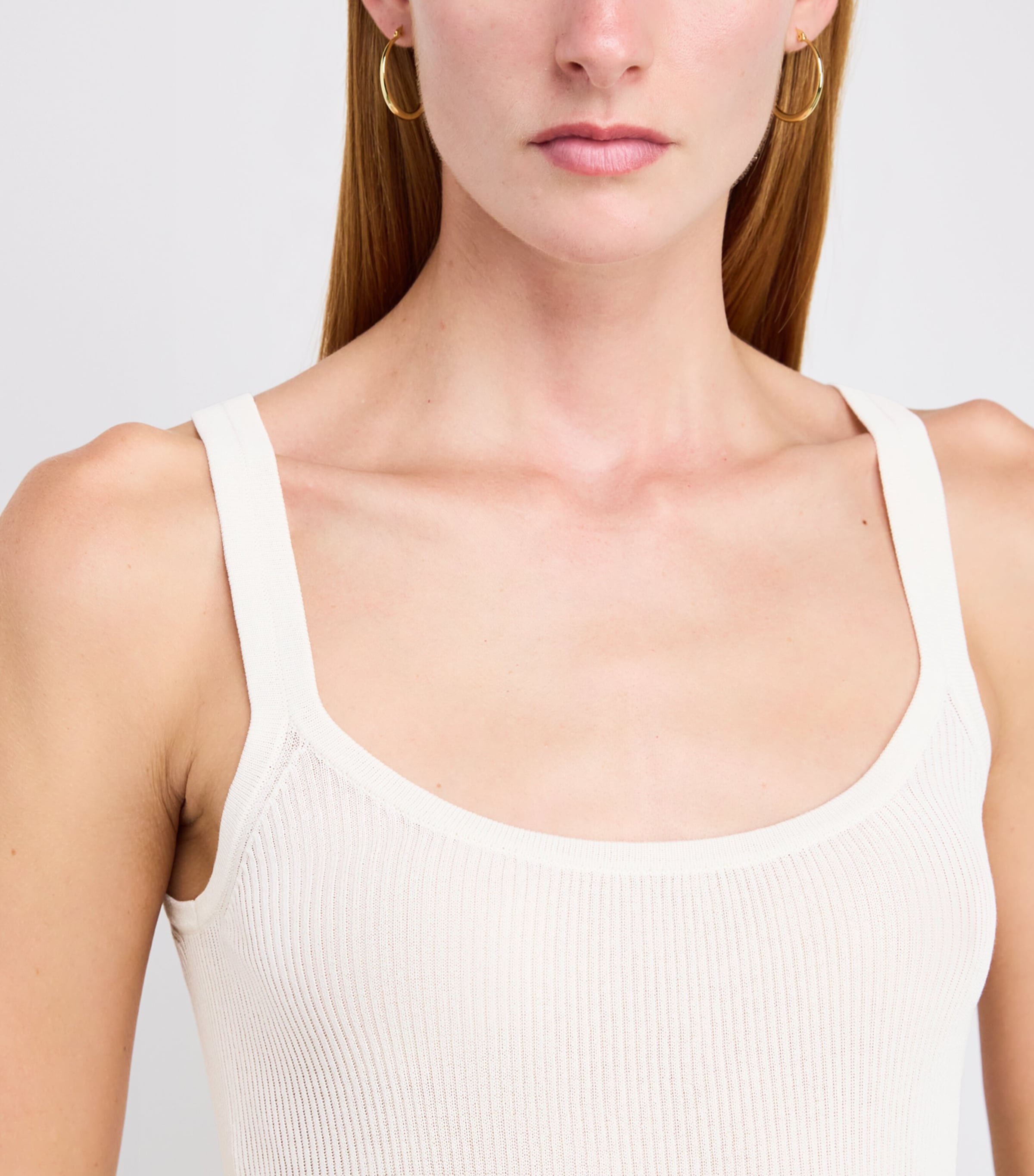 Cotton-Blend Ribbed Tank Top IVORY Image 6