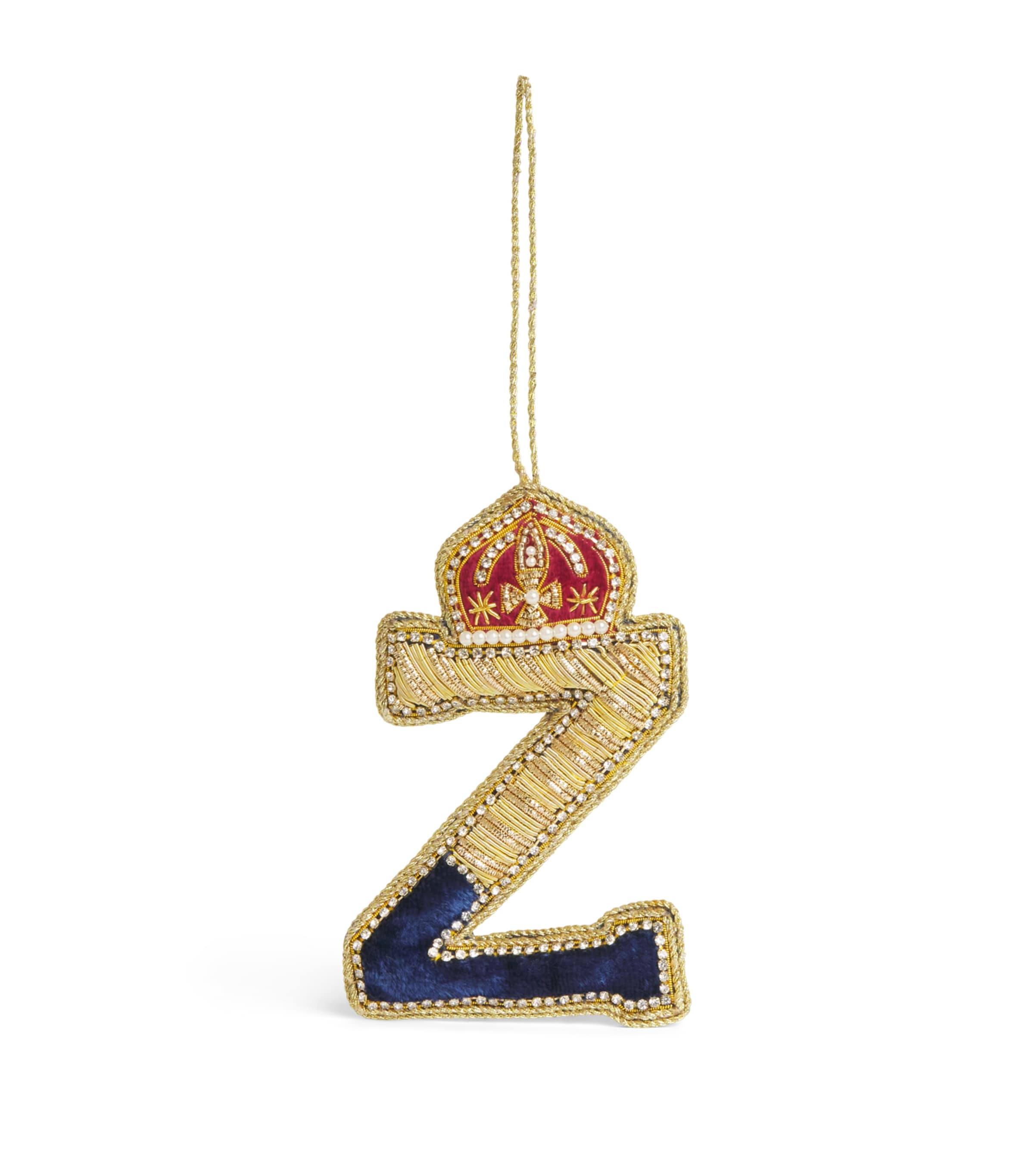 Tinker Tailor Letter Z Tree Decoration Navy, Gold & Wine Image 1