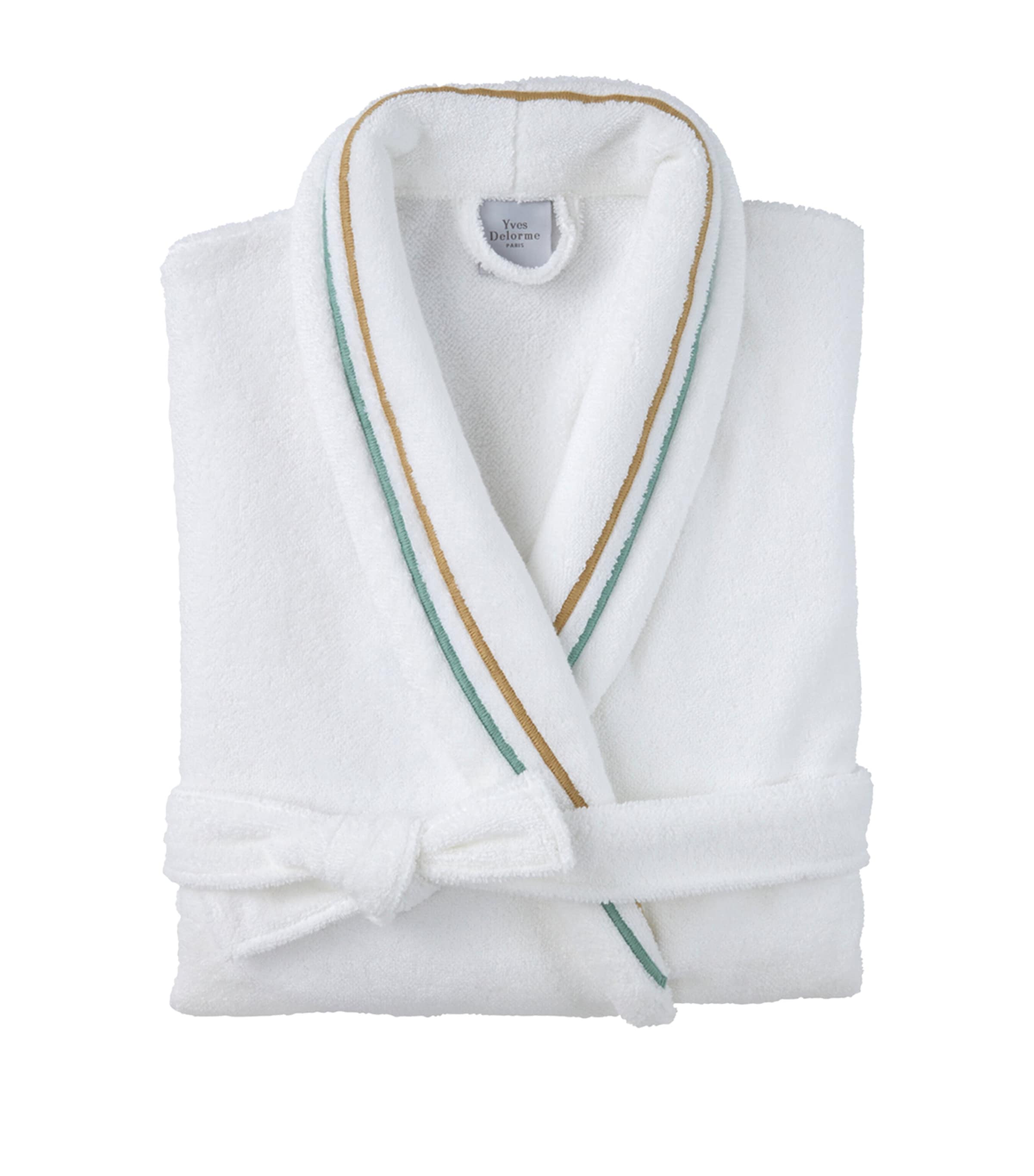Yves Delorme Womens Cotton-Modal Embroidered Villa Bathrobe White Image 3