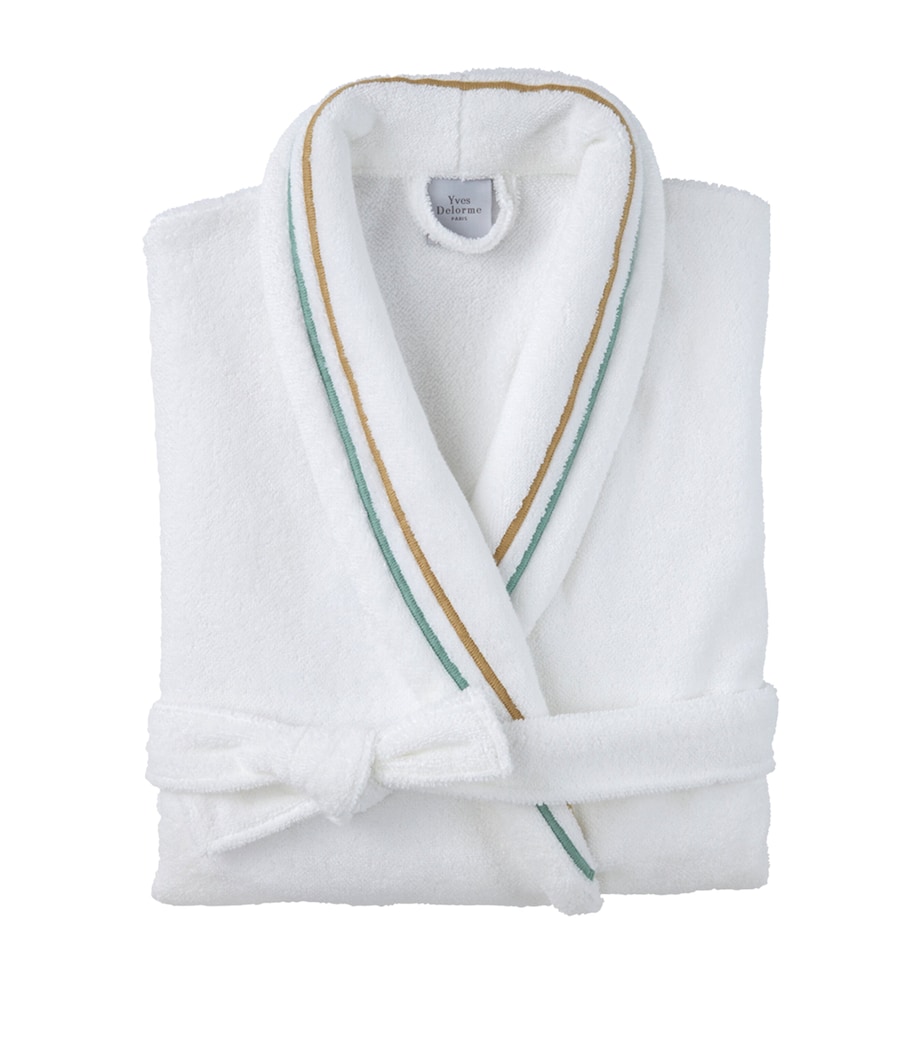 Yves Delorme Womens Cotton-Modal Embroidered Villa Bathrobe White Image 3