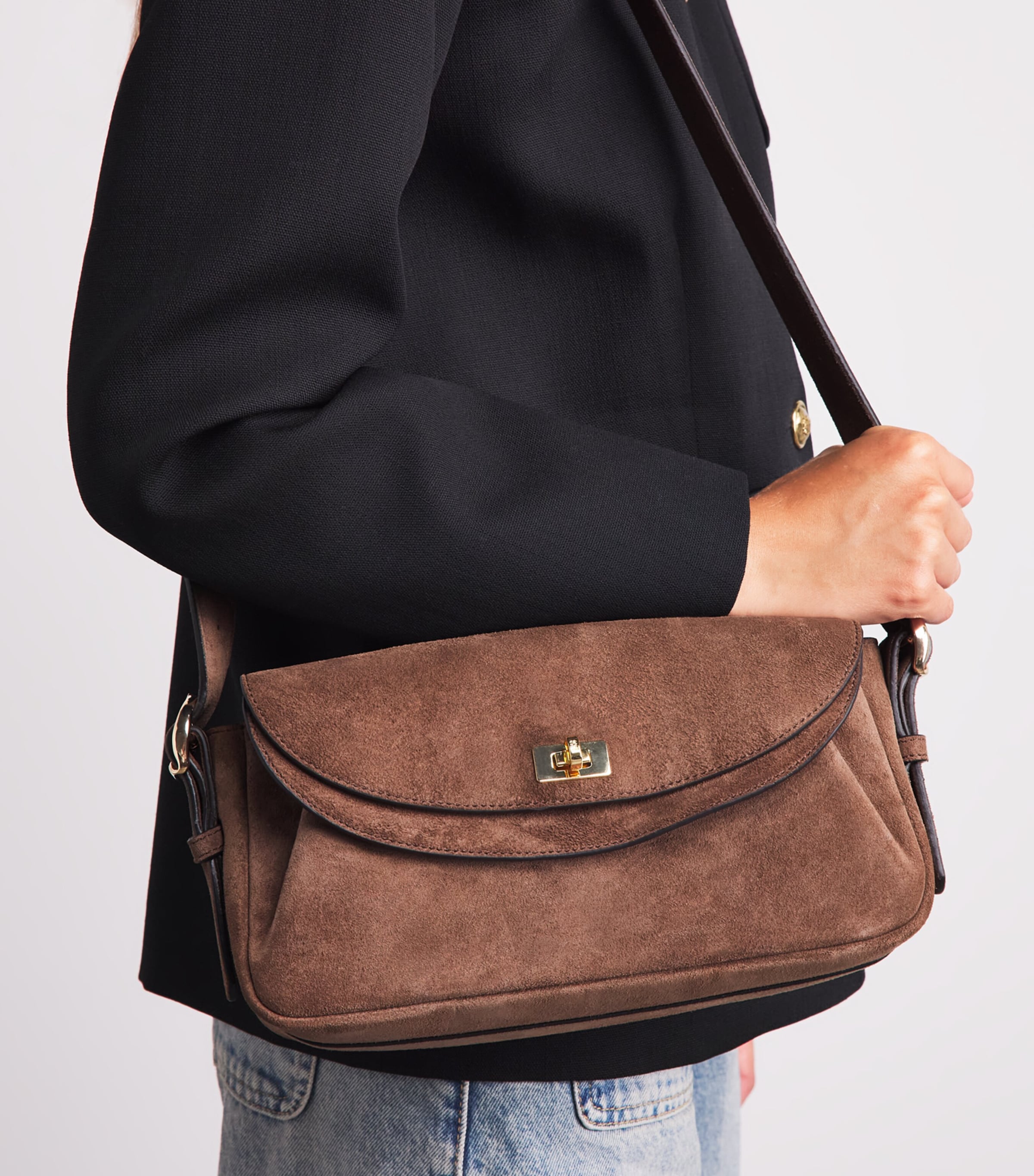 Sandro Paris Suede Le Mambo Shoulder Bag Brown Image 2