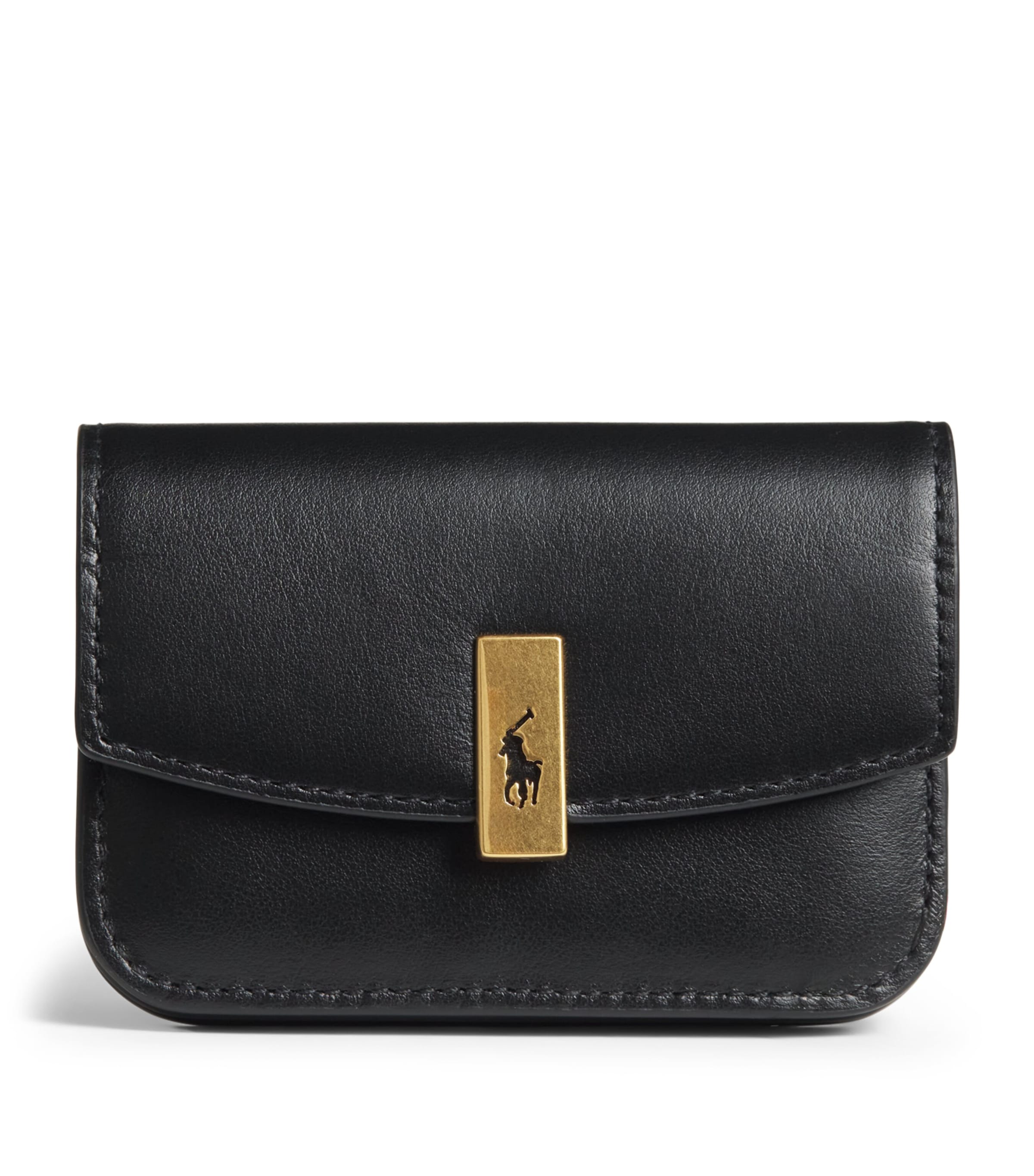 Polo Ralph Lauren Leather Flap ID Card Holder Black Image 1