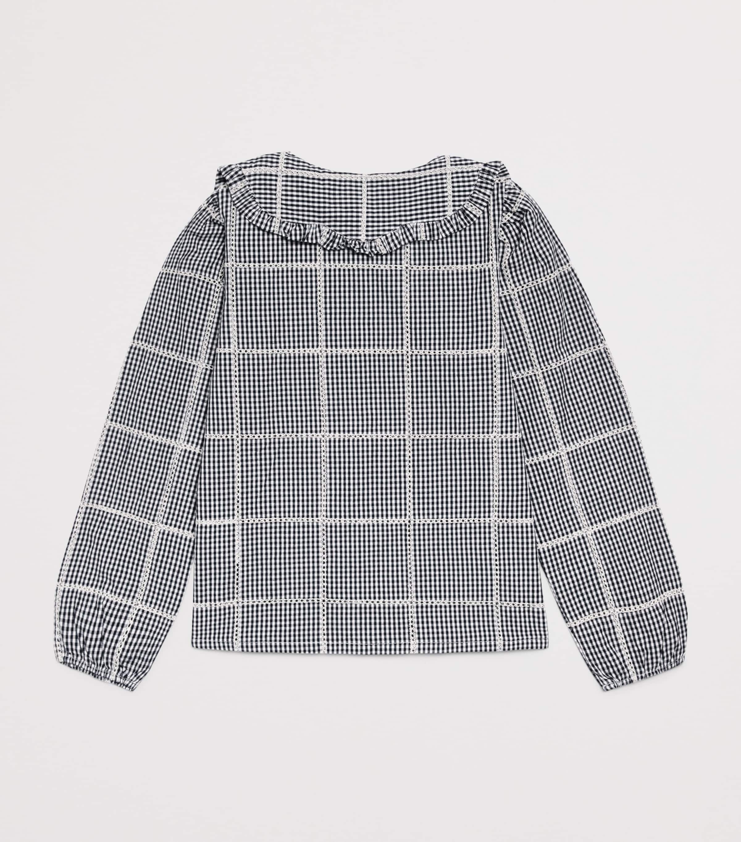 Tartine et Chocolat Cotton Check Broderie Anglaise Shirt (2-14 Years) Nacre Image 2