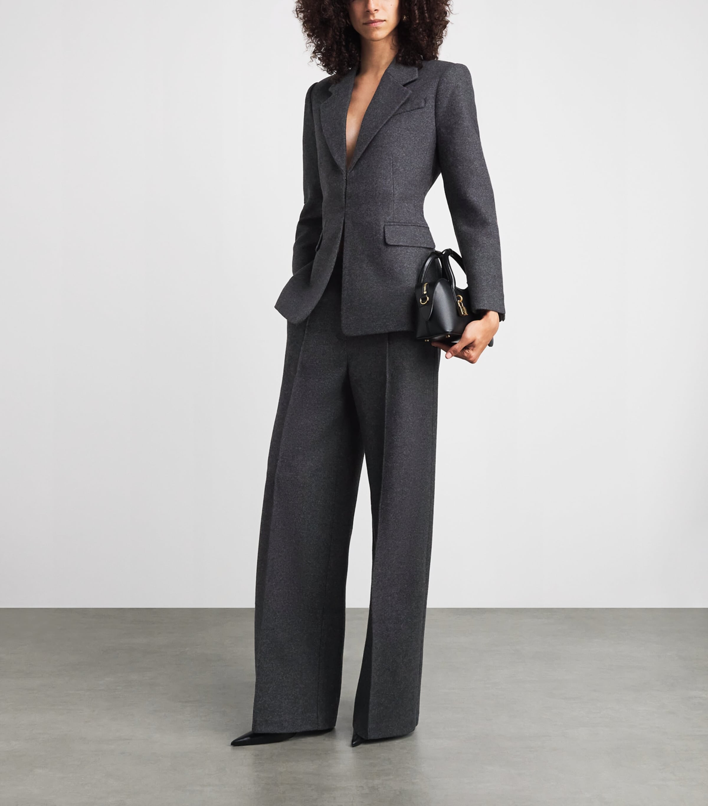 PAIGE Womens Wool-Blend Capelli Blazer Charcoal Image 2