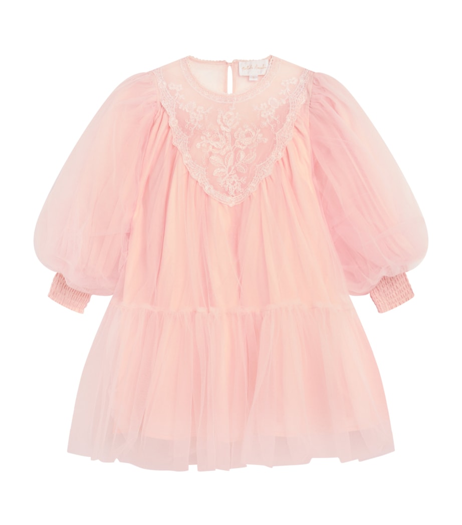 Tulle Vintage-Yoke Smock Dress (4-16 Years) POWDER PINK Image 1